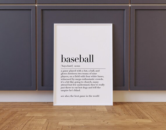 Baseball Baseball Poster Baseball Definition Baseball Quote Print Baseball Lover Gifts Sport Wall Art Dictionary Poster