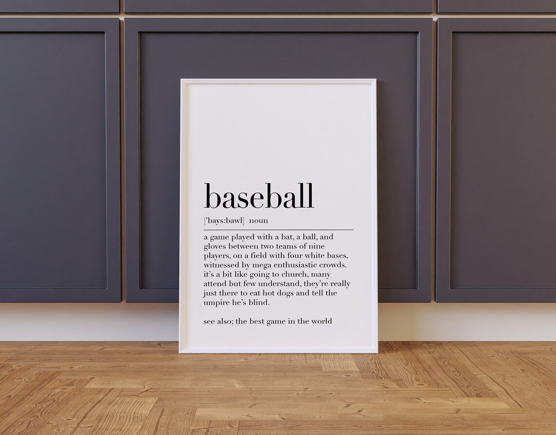 Baseball Baseball Poster Baseball Definition Baseball Quote Print Baseball Lover Gifts Sport Wall Art Dictionary Poster