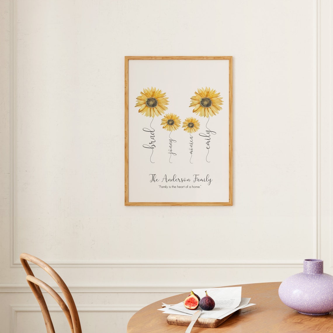 Personalized Sunflower Family Names Custom Gift Decor Wall Art Poster - Image 2