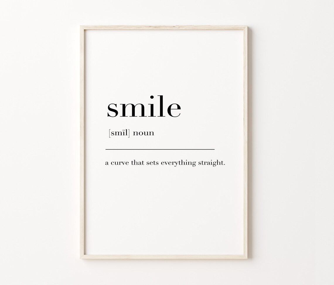 Smile Smile Print Smile Poster Smile Sign Smile Definition Print Smile Gift Smile Quote Smile Dictionary Art Print - Image 3