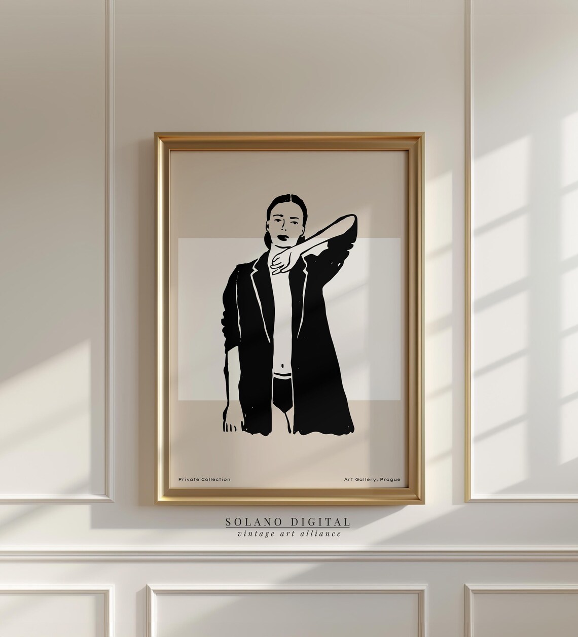 Woman in Black Blazer Minimalist Ink Fashion Illustration Poster