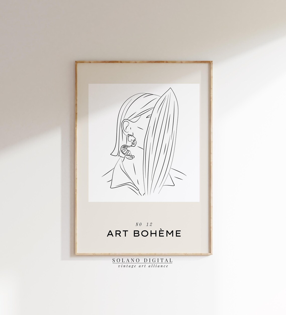 Art Bohème Woman Portrait With Palm Leaf Minimalist Line Art Poster