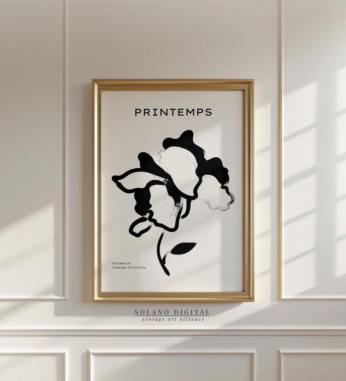 Minimalist Botanical Line Art Print Black And White Floral Wall Poster Modern Ink Flower Illustration