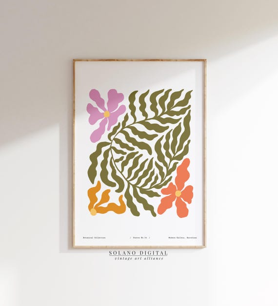 Botanical Wall Art Colorful Floral Poster Abstract Leaf And Flower Print Modern