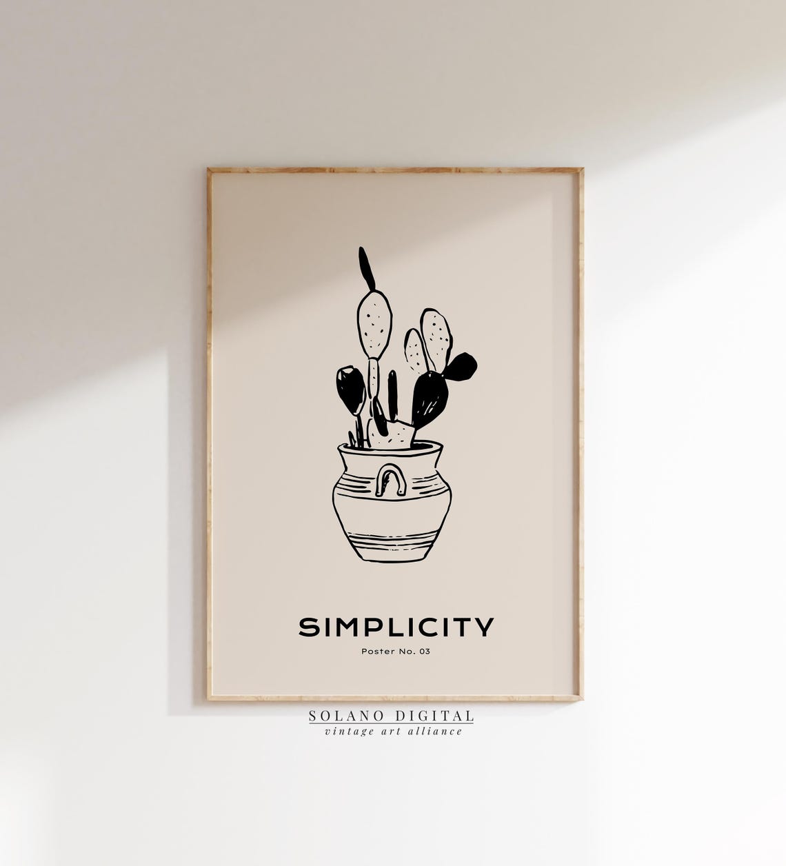 Minimalist Cactus Wall Art Boho Plant Poster Line Botanical Print Neutral Home Decor Simplicity