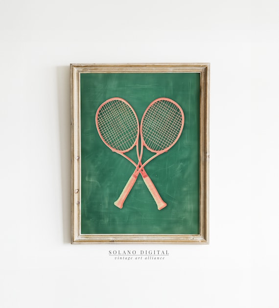 Retro Tennis Poster, Minimalist Girly Vintage Print