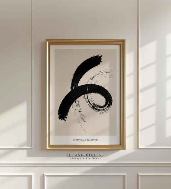 Zen Brushstroke Art Spiritual Abstract Wall Japanese Ink Print Minimalist Calligraphy Poster