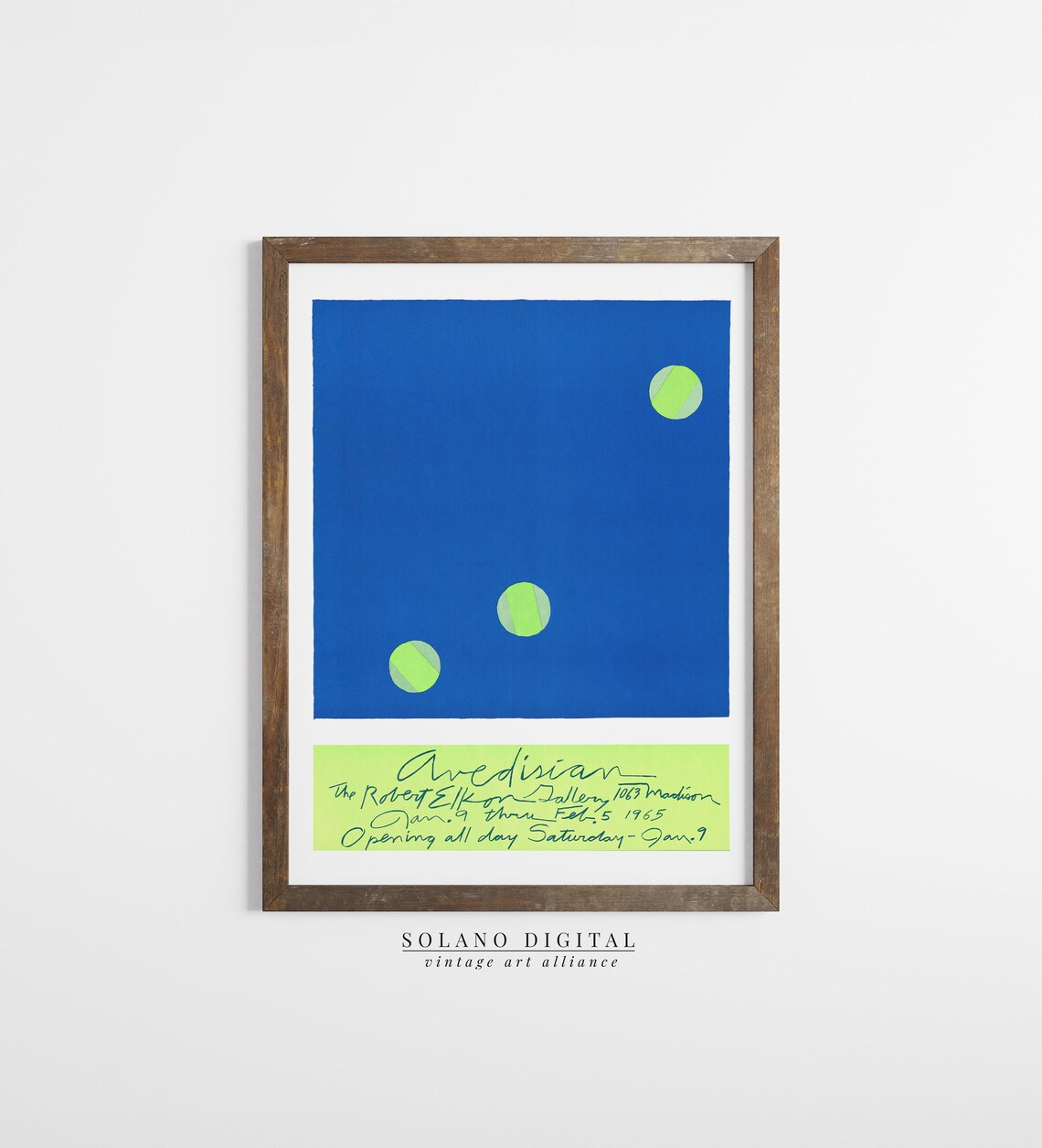 Vintage Avedisian Tennis Ball 1965 Gallery Exhibition Poster
