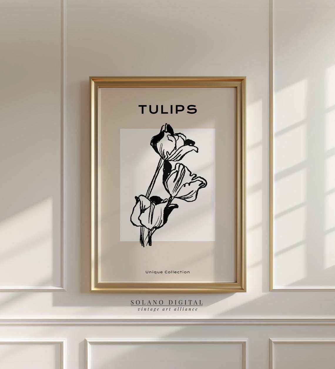 Minimalist Tulip Line Art Print Black And White Botanical Wall Decor Flower Modern Floral Poster