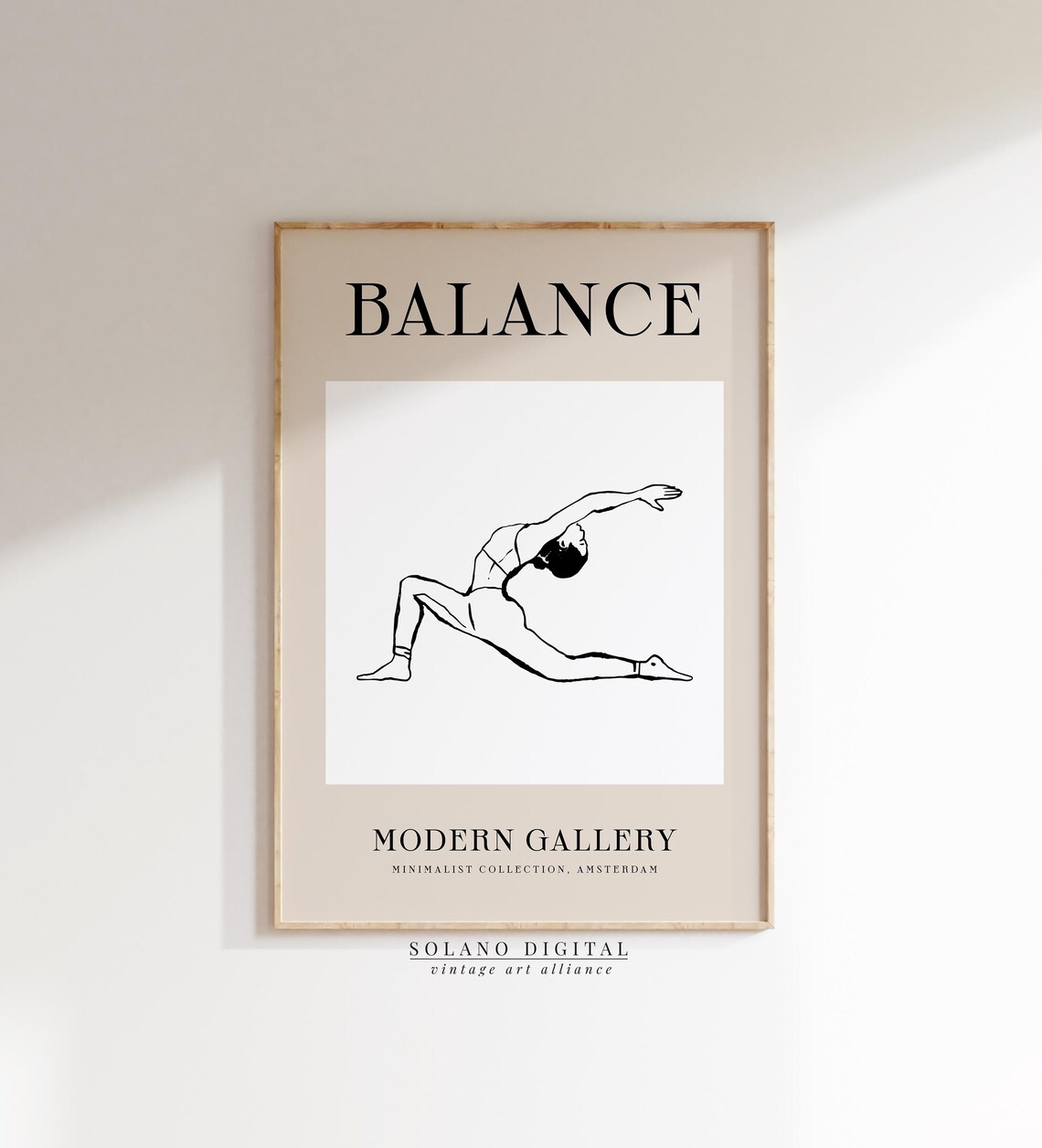 Balance Yoga Pose Beige Minimalist Line Art Gallery Quote Poster