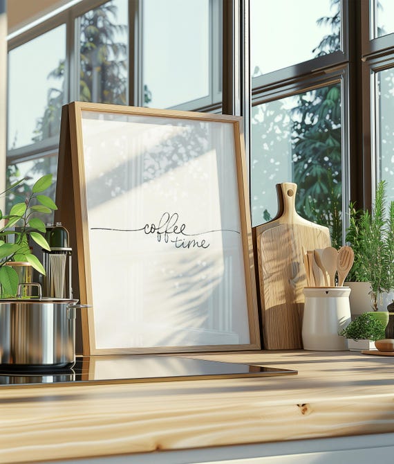 Coffee Wall Art Coffee One Line Art Modern Minimal Coffee Print Kitchen Wall Decor