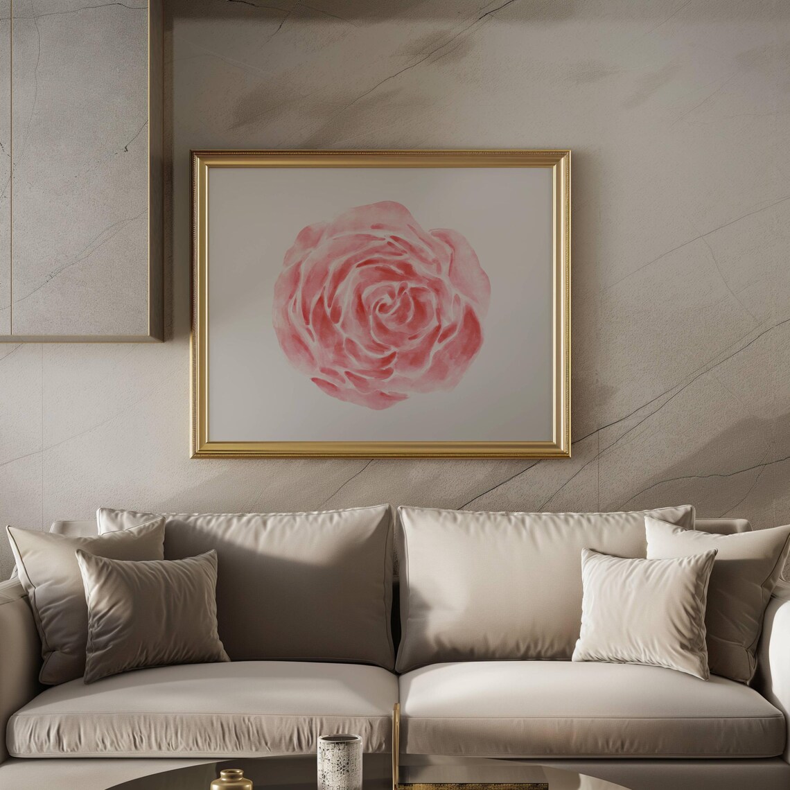 Blush Watercolor Rose Single Bloom Soft Elegant Floral Poster