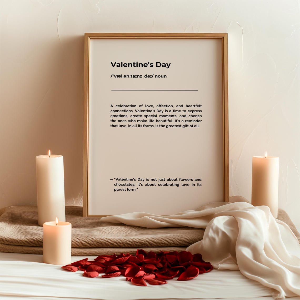 Valentines Day Definition Romantic Love Quote Typography Wall Art
