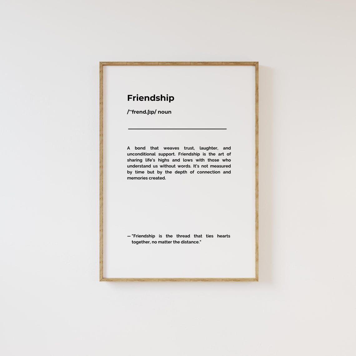Friendship Definition Minimalist Typography Print Quote Gift