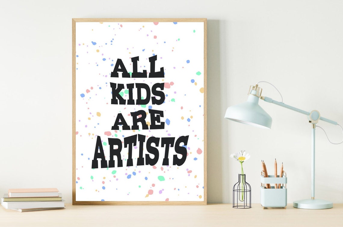 All Kids Are Artists Colorful Confetti Classroom Inspirational Poster - Image 3