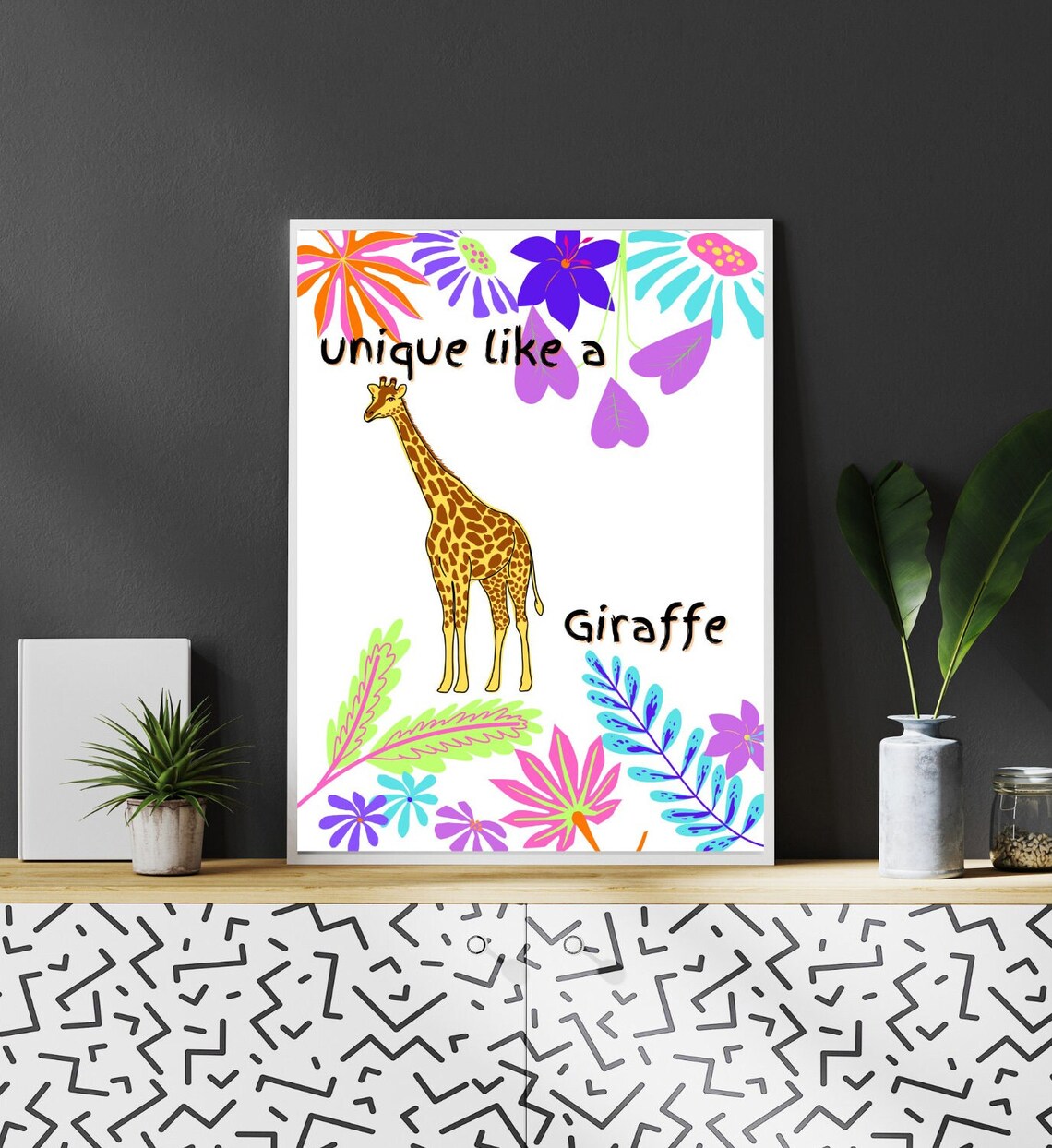 Unique Like A Giraffe, Inspirational Kids Decor - Image 2