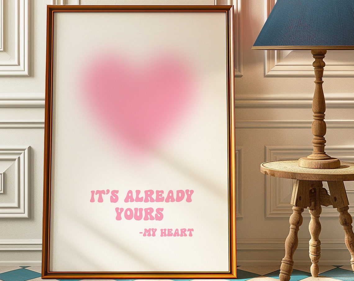 It's Already Yours My Heart Pink Aura Heart Affirmation Poster - Image 4