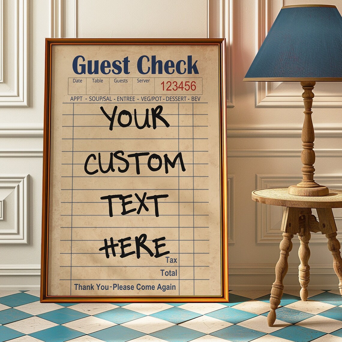 Customizable Vintage Guest Check Your Own Text Aged Paper Gift Poster