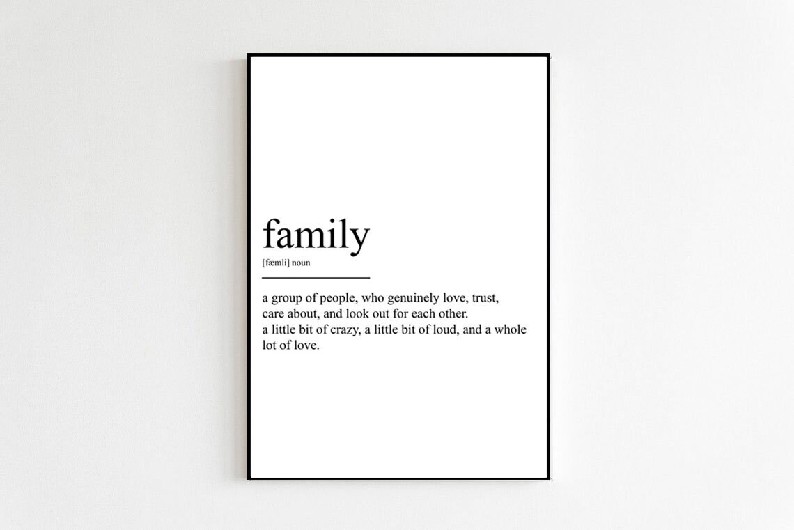 Family Definition Typography Art Print, Bedroom Decor