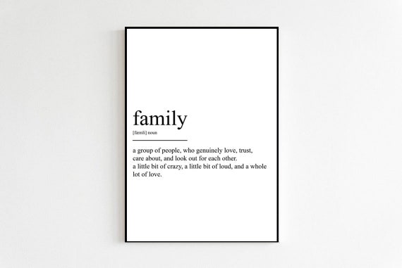 Family Definition Typography Art Print, Bedroom Decor