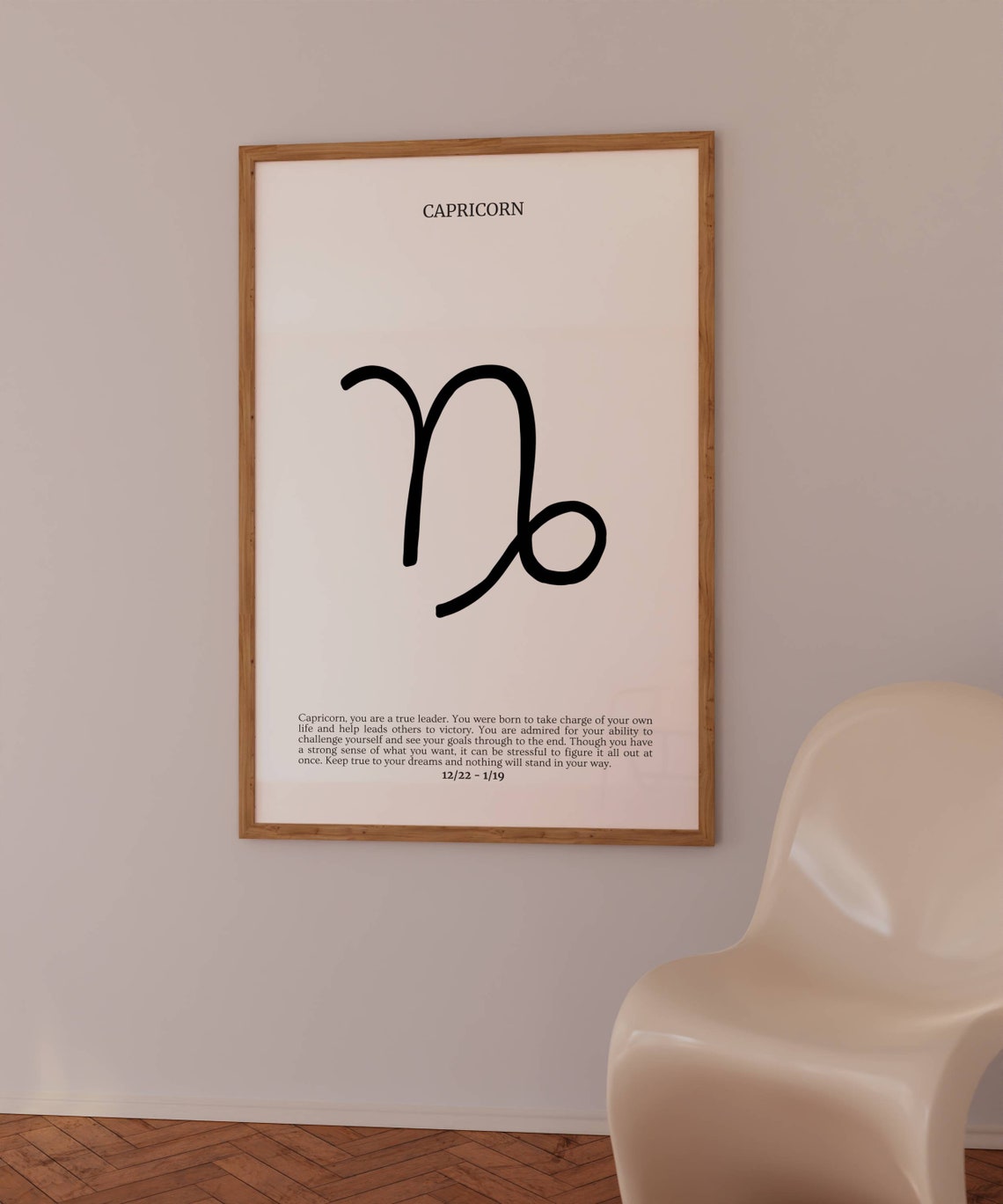 Capricorn Zodiac Sign Symbol Minimal Black White Astrology Poster - Image 2