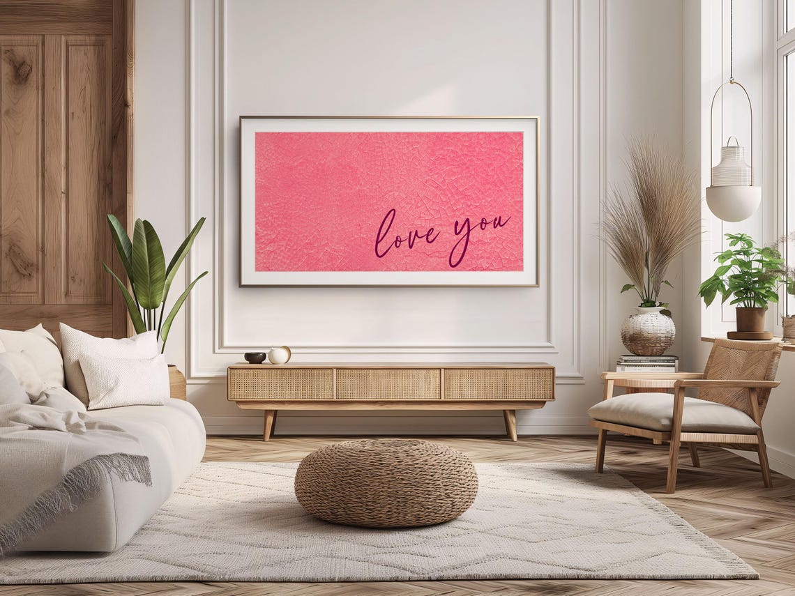 Love You Script Pink Crackled Background Romantic Quote Poster - Image 3