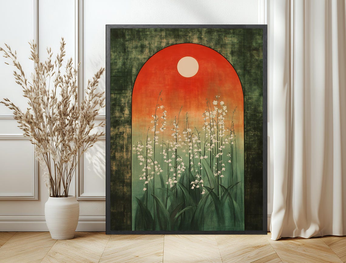 Lily of the Valley Crimson Arch Pale Moon Vintage Floral Poster - Image 6