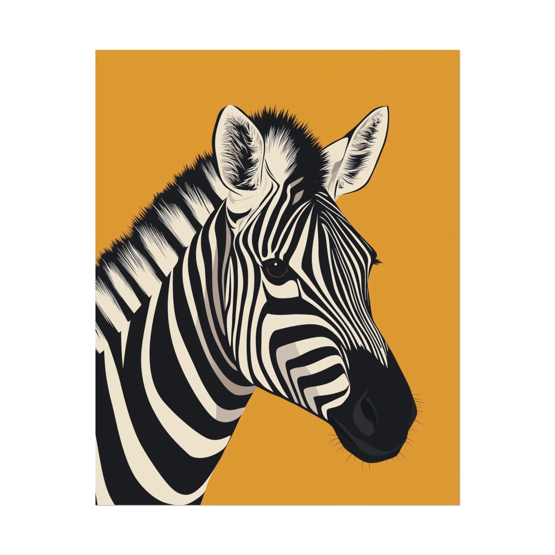 Zebra Portrait On Mustard Yellow Retro Preppy Animal Wall Art Poster - Image 2