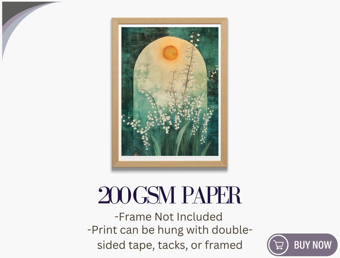 Sunrise Arch White Blossoms Teal Vintage Botanical Glow Poster - Image 5