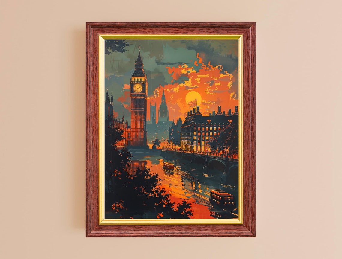 London Print Uk Wall Art Travel Poster Cityscape Decor Big Ben Gift For Traveler Bedroom Living Room Art