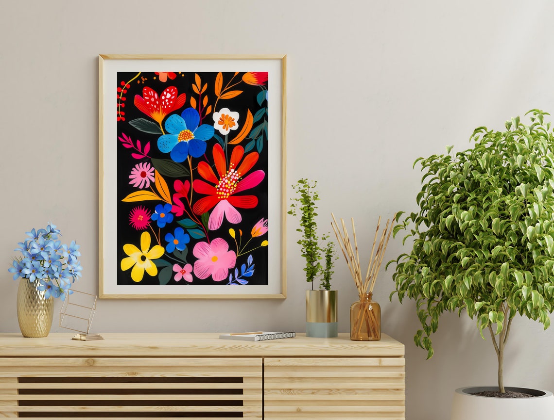 Dopamine Art Dcor Floral Wall Art Maximalist Prints For Living Room Home Office Bold Wall Art Decor - Image 3