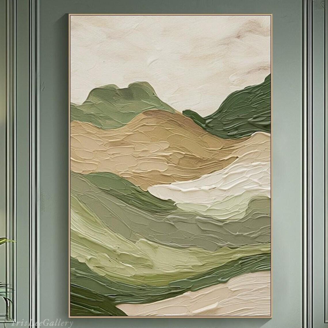 Rolling Hills Sage Green Beige Earthy Abstract Landscape Wall Art - Image 4