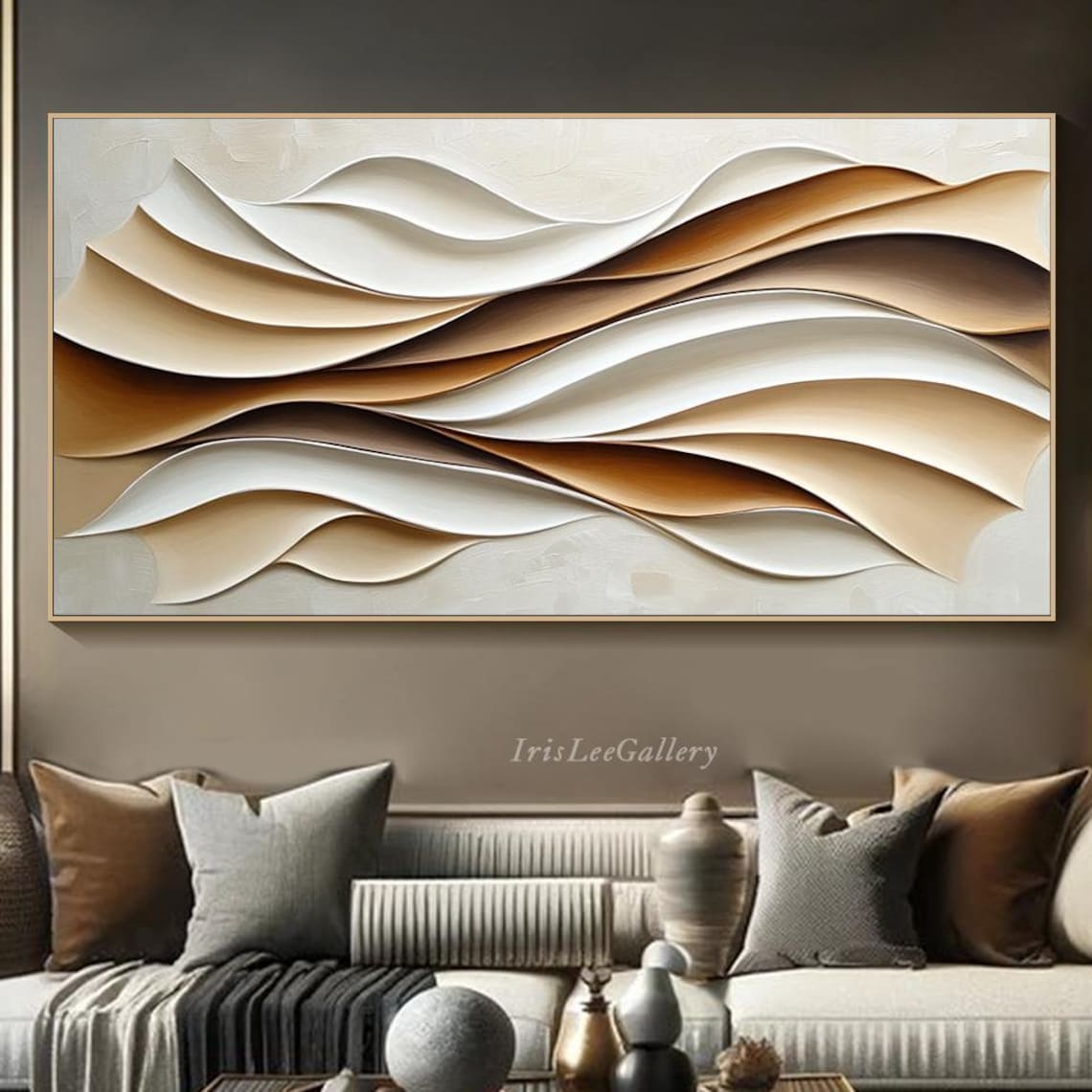 Wabi Sabi Abstract Wave Wall Art Print, Neutral Tones