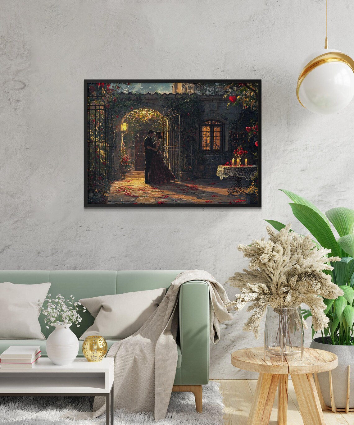 Couples Dance Under Moonlight, Romantic Evening Art Print - Image 2