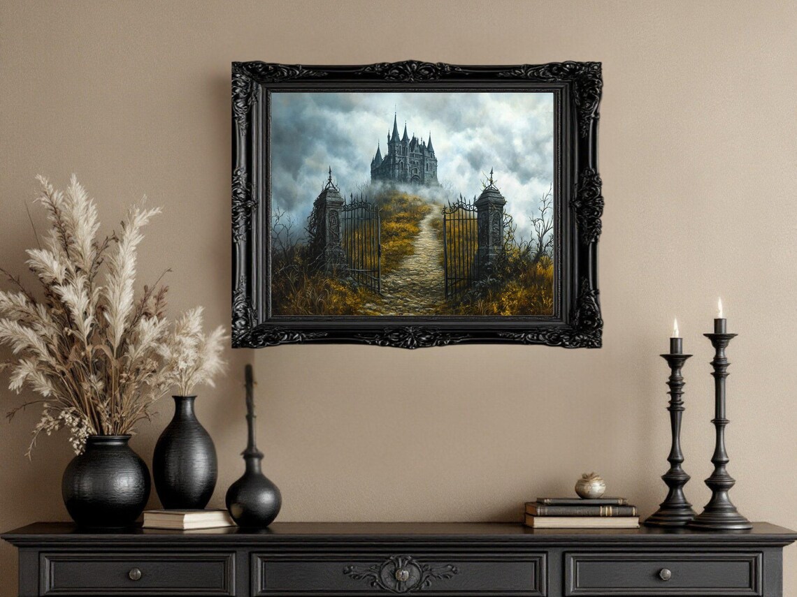 Spooky Castle Gothic Landscape, Halloween Artwork - Image 3