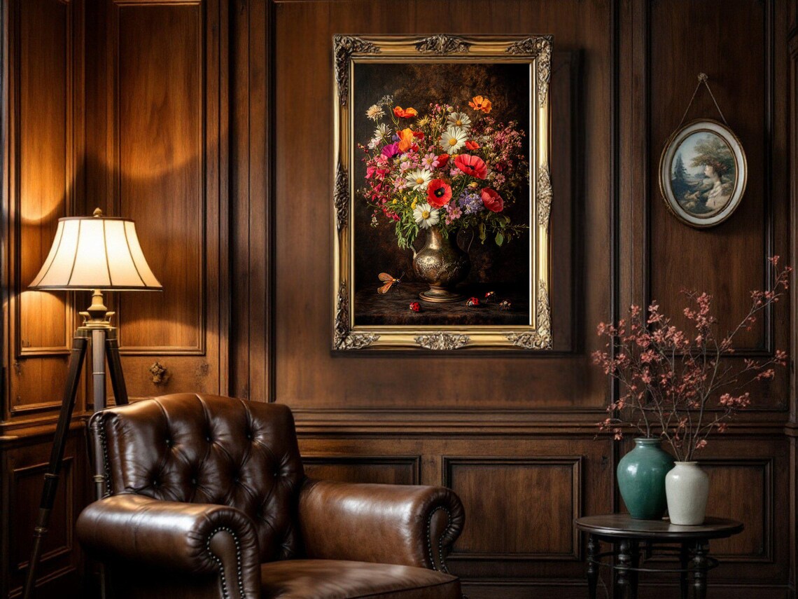 Vintage Floral Art Print, Dark Academia Botanical Decor - Image 2
