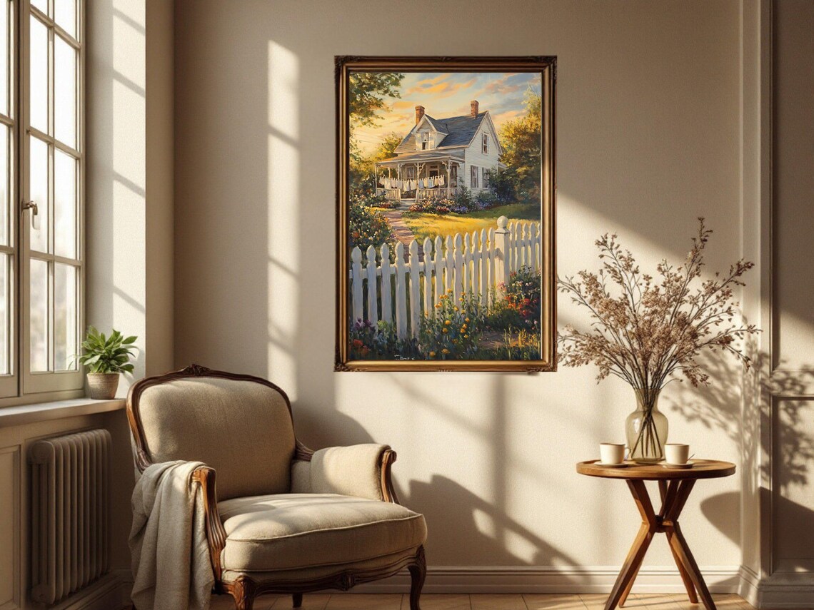 Vintage Country Cottage Art Print, Rustic Farmhouse Decor - Image 3