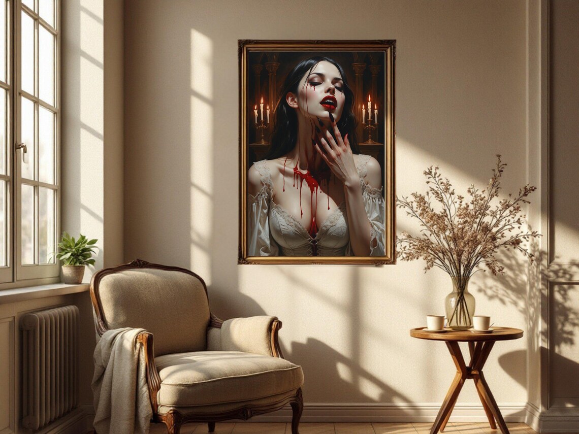 Vampire Woman Gothic Dark Fantasy Art Print - Image 2