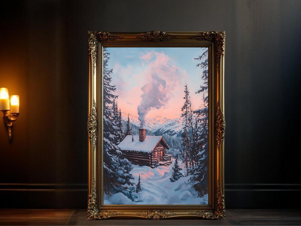 Cozy Cabin In Snowy Forest, Winter Wonderland