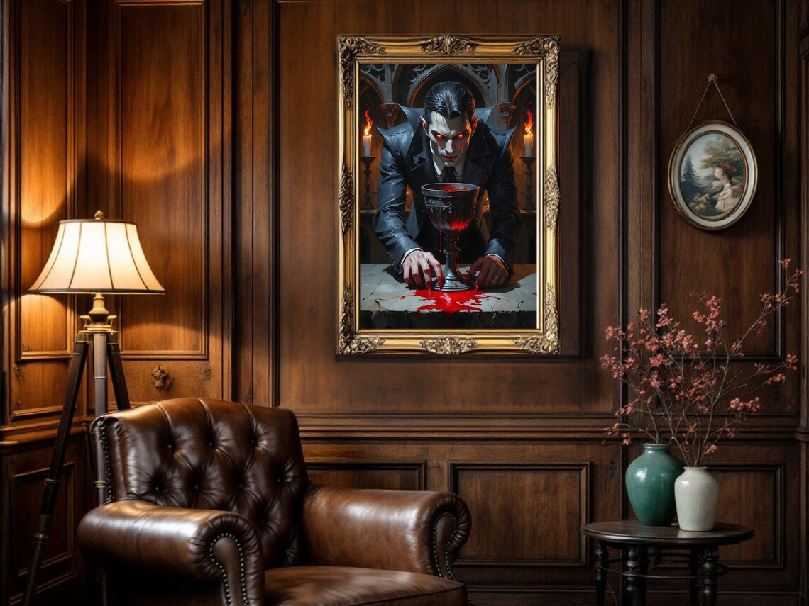 Gothic Vampire Drinking Blood, Dark Fantasy Art Print - Image 3
