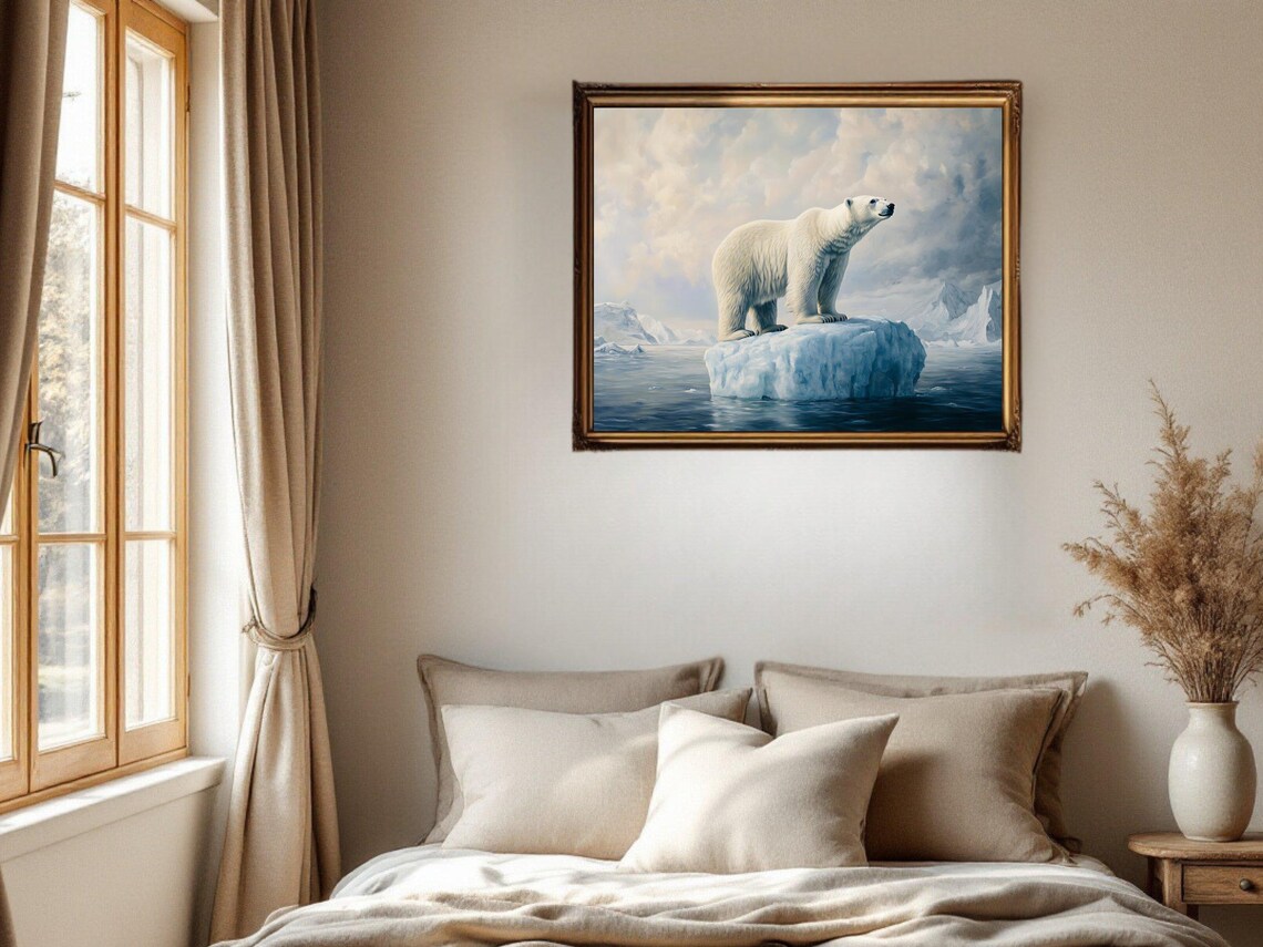 Polar Bear On Iceberg, Arctic Animal Wall Art Print - Image 2