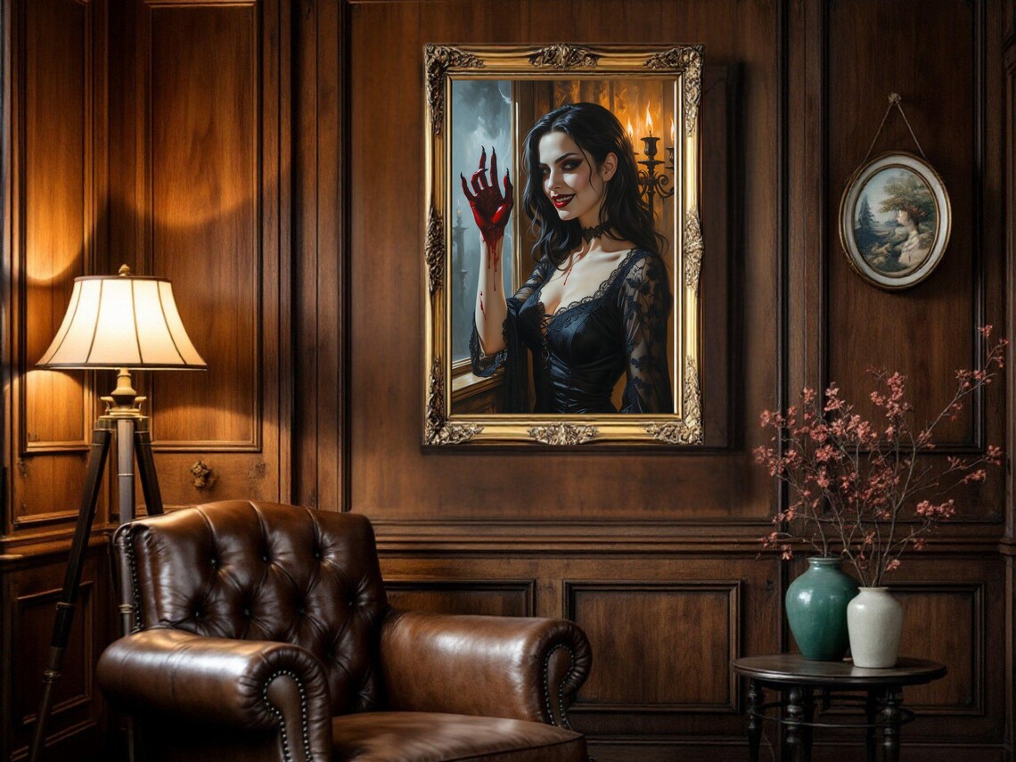Gothic Vampire Woman, Dark Fantasy Horror Art Print - Image 3
