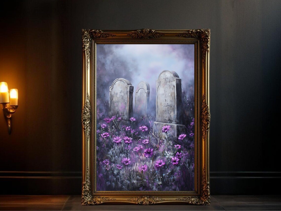 Gothic Cemetery Grave Tombstones, Spooky Scene