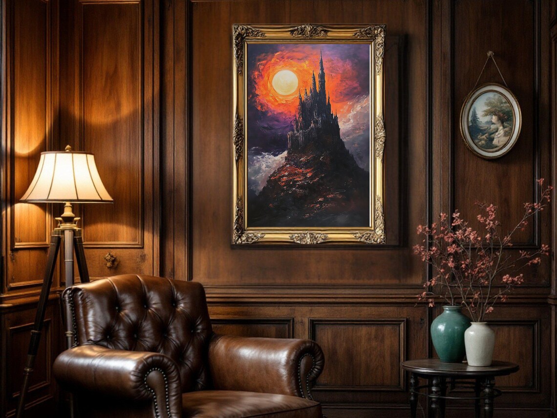 Gothic Castle Dark Fantasy Landscape Art Print - Image 3