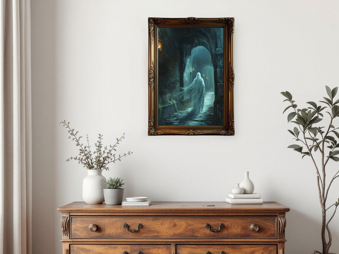 Eerie Gothic Ghostly Figure Art Print, Dark Academia - Image 3