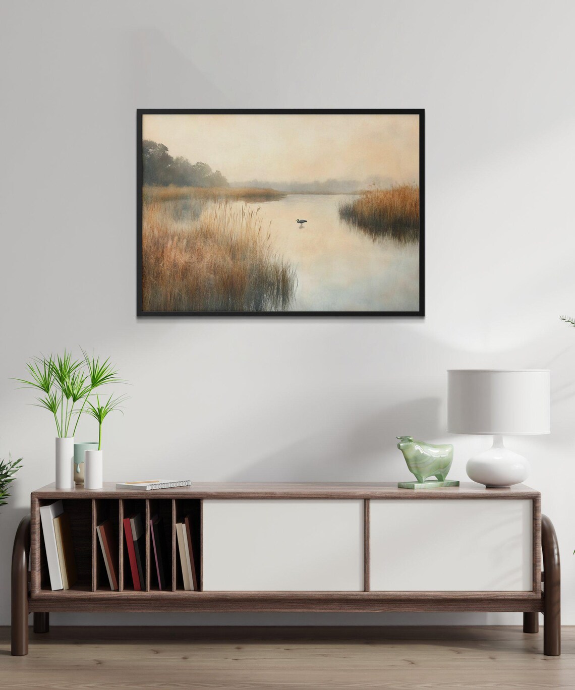 Serene Morning Lake, Heron In Misty Wetlands - Image 2