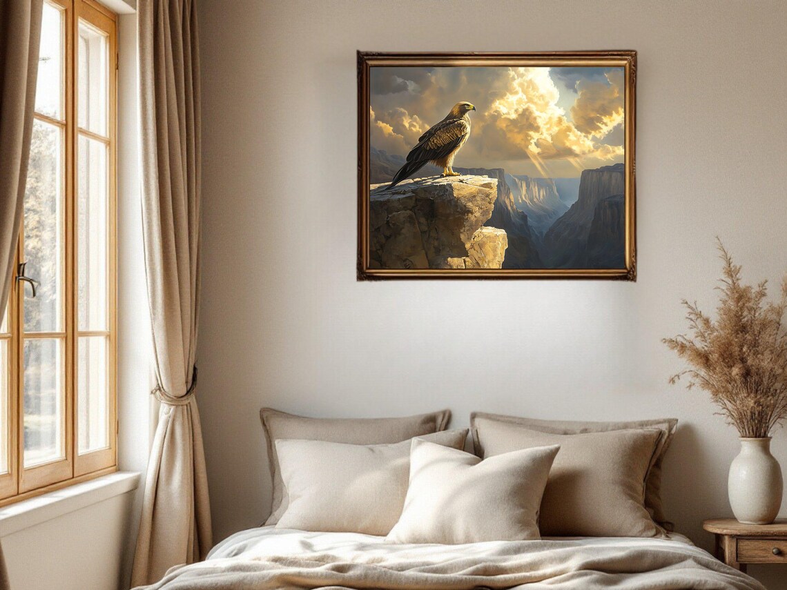 Majestic Eagle - Golden Canyon View, Nature Inspired - Image 2