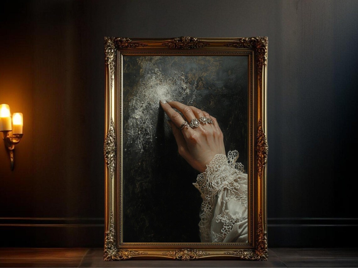 Vintage Hand In Lace With Rings, Art Print