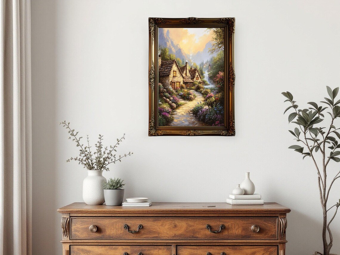 Charming Cottage Landscape, Rustic Countryside Art Print - Image 3
