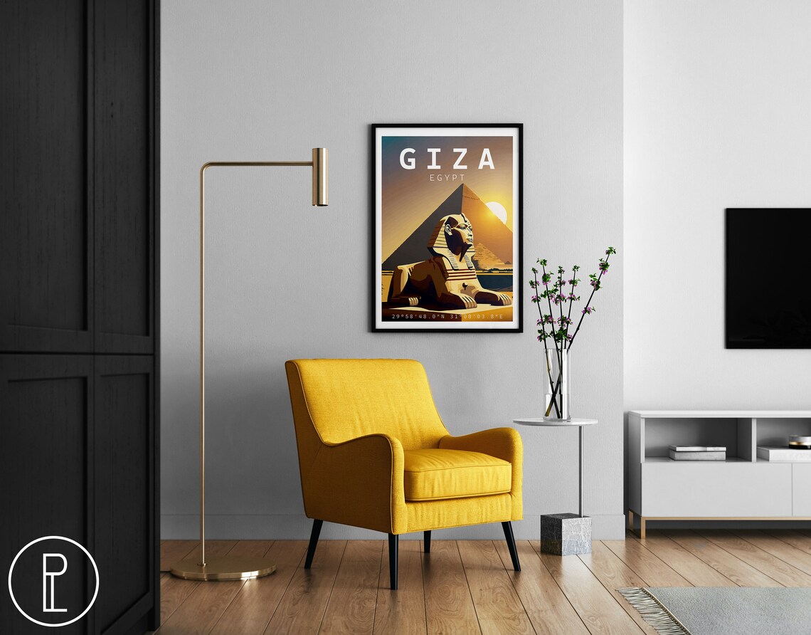 Egypt Poster Great Pyramid Of Giza Art Travel Wall Decor